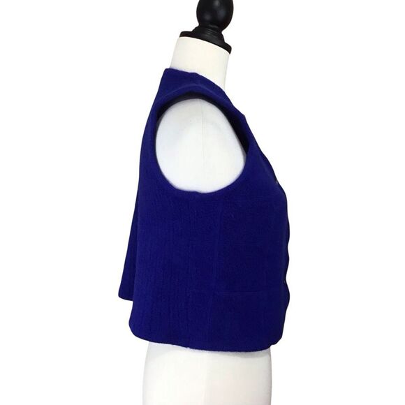 Vintage Pierre Cardin Wool Button Up Royal Blue Sweater Vest Women's XL - Picture 3 of 9